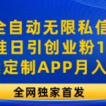 视频号全自动无限私信玩法3.0，精准日引创业粉100+，靠卖定制APP月入3w+
