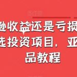 亚马逊收益还是亏损！选品就是选投资项目，亚马逊选品教程